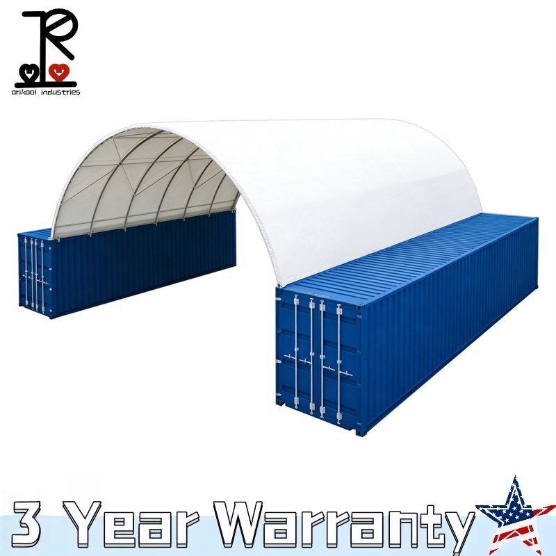 40×40 FT Shipping Container Canopy w/Galvanized Steel Frame & PVC Fabric Cover