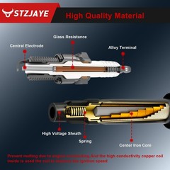 Set of 4 Iridium Spark Plug and 4 Ignition Coil Pack UF735 Compatible with Fo…