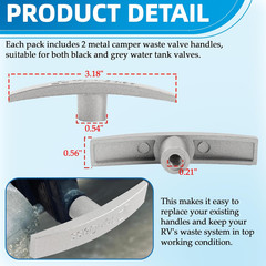 (2-Pack, Metal) T1003-6MN RV Waste Valve Handle Compatible with Camco Valterra D