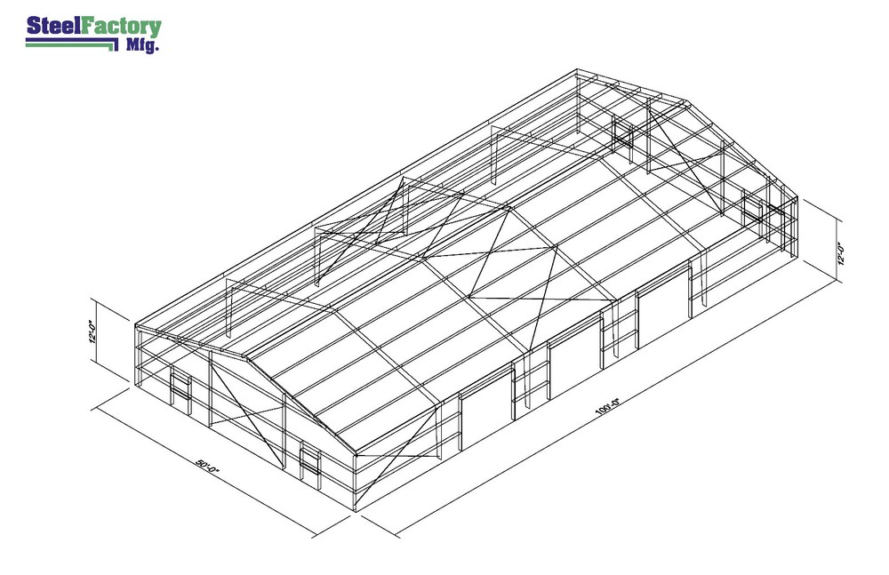 Steel Factory 50x100x12 Engineered Prefab Warehouse Metal Storage Building