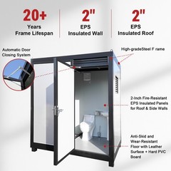 Portable Restroom Mobile Toilet Cabin Outdoor Shower Room w/Sink&Ventilation Fan