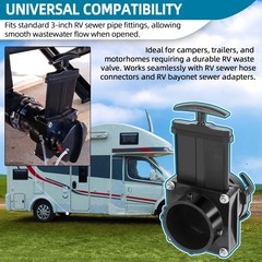 TonGass 3-Inch RV Waste Valve Body with Handle, Durable 3 Inch, Black