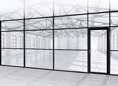 CGP Office Partition System, Glass Aluminum Wall 11′ x 9′ w/Door, Black Color