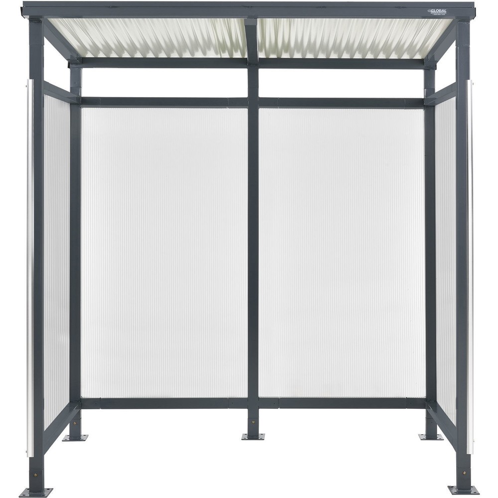 6’5″W x 3’8″D x 7’H Bus Smoking Shelter Flat Roof with Three Sided Open Front