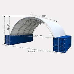 40x40x15FT Shipping Container Canopy w/Double Galvanized Steel Tube,Fabric Cover