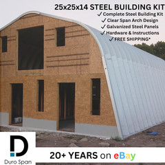 25x20x14 DIY DuroSPAN Steel Off Grid Homestead Barn Open Ends Factory DiRECT