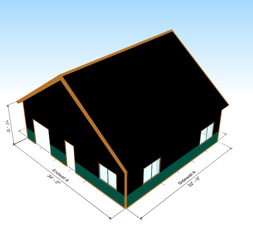 DIY Fire Resistant Steel 34 X 32 Cabin, Barndominium or Steel Home Kit