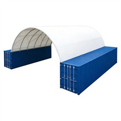 40×40 FT Shipping Container Canopy w/Galvanized Steel Frame & PVC Fabric Cover