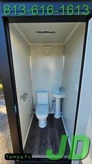 Premium All Steel Frame HD Portable Bathroom Restroom Double Stall Toilet New