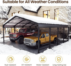 20′ X 20′ Metal Carport with Updated Roof & Enhanced Base, Heavy Duty Canopy Car