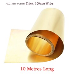 10m Long Brass Foil Belt Metal Sheet Plate Model Making 0.01mm-0.2mm Thick