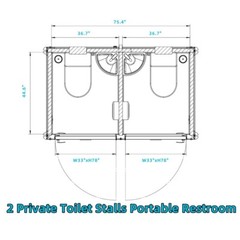 Bastone 2-Stall Portable Restroom w/ Sink for Construction Sites & Outdoor Event