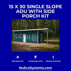 U.S. Made Steel Backyard Office Granny Flat Tiny Home Kit with Patio