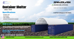 Container Shelter 26 x 20 x 10 with Heavy Duty 17.5oz PVC Cover