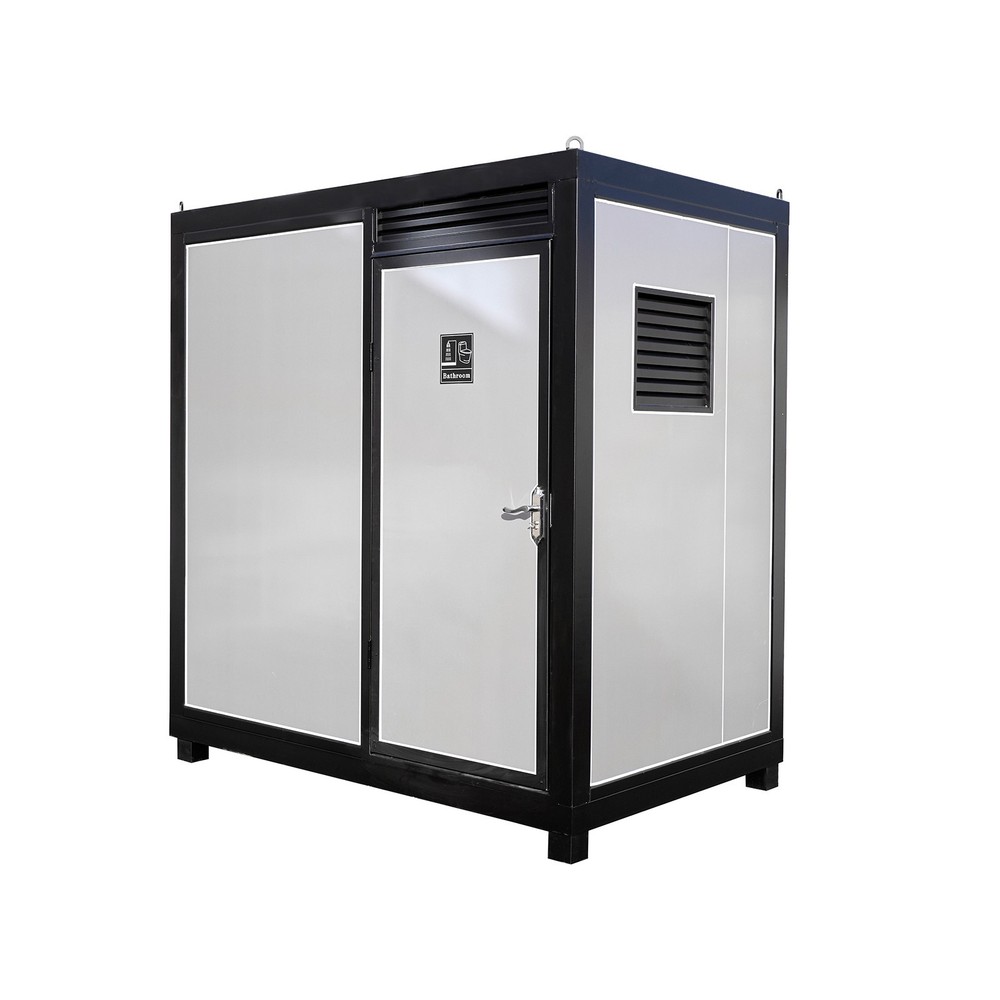 Outdoor Portable Restroom Mobile Toilet Bathroom w/ Shower, Sink, LED Light, Fan