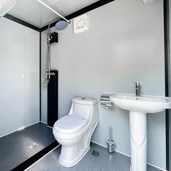 Portable Restroom Mobile Toilet Cabin Outdoor Shower Room w/Sink&Ventilation Fan