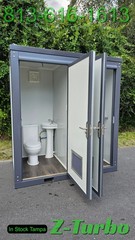 New Double 2 Stall Restroom Portable Toilet Sink Bathroom Job Site Events HD