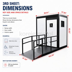 ADA Portable Restroom Handicap Accessible Toilet with Sink Light Vent Fan