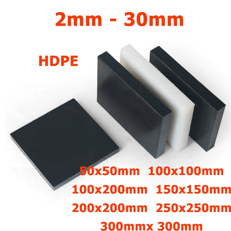 2mm – 30mm Thick HDPE Sheets Polyethylene Plastic Block Plates Panel Black/White