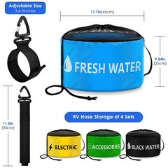 ERKOON Waterproof RV Hose Storage Bag of 9.84*17.7inch, Black, Yellow, Green