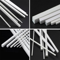250mm White ABS Styrene Plastic Strip Tube Bar Rods Square Rod 0.5mm-10mm