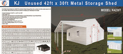 42′ x 30’x 13′ Metal Car Garage/Outdoor Storage Shed/Heavy Duty Galvanized Steel