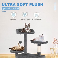 54″ Cat Tree Tower | Light Gray | Multi-Level Indoor Activity Center with Sis…