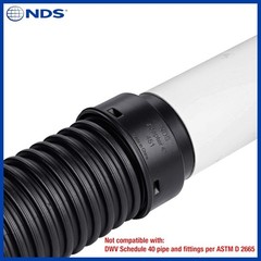 451 HDPE Corrugated Adapter 4-Inch for Sewer & Drain Pipe Connections Black