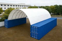 40×40 FT Shipping Container Canopy w/Galvanized Steel Frame & PVC Fabric Cover