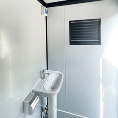 Portable Restroom Mobile Toilet Cabin Outdoor Shower Room w/Sink&Ventilation Fan