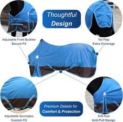 420D Ripstop Lightweight Horse Turnout Sheet, No Fill, Water-Resistant & Breatha