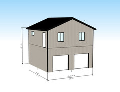 ADU KIT 24′ x 24′ Tall Lightweight Galvanized Steel Garage and Apartment Kit