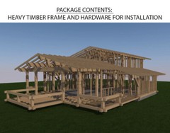 2 390 sq.ft PREFAB HEAVY TIMBER FRAME KIT WOOD HOUSE DIY BUILDING CABIN HOME GLT