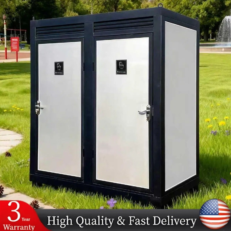 Two-Person Restroom Mobile Toilet Cabin Outdoor Restroom w/ Light Sink Vent Fan