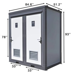 Bastone 2-Stall Portable Restroom w/ Sink for Construction Sites & Outdoor Event
