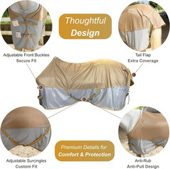 Breathable and UV Protective Tear-Resistant Mesh Horse Fly Sheet Comfy Equine Su