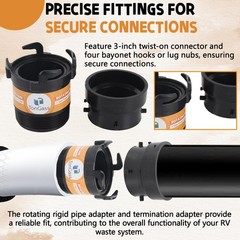 TonGass (2 x Combo Pack, Black) RV Sewer Pipe Adapter, 2 x Black