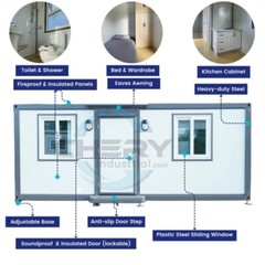 7x20ft Portable Office w/ Bedroom Toilet Shower Steel frame Lockable Entry Door