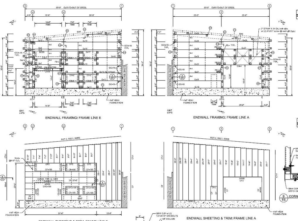 50′ x 90′ prefab steel buildings w/ crane support