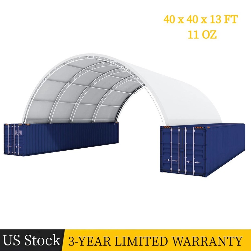 40’x40’x13′ PE Canvas Fabric Building Shipping Container Canopy Shelter 11 Oz