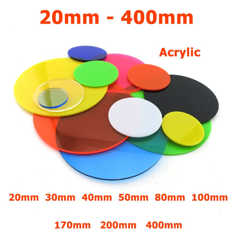 20mm ~ 400mm Diameter Colored Acrylic Disc Plastic Sheets Round Plate DIY Model