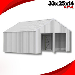 33′ x 25’x 14′ Metal Car Garage/Outdoor Storage Shed/Heavy Duty Galvanized Steel