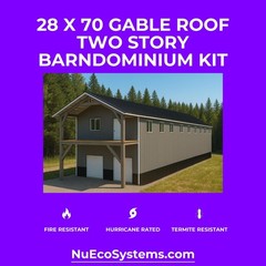 Steel Framed Barn Style Barndominium Kit with Huge 2nd Story Loft Mezzanine