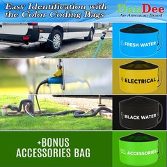 DanDee 4-PACK Waterproof Storage Bags for RV, Sewer Hose, 18″ Diameter, Black