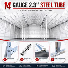 42x30x13ft Metal Garage Shed Outdoor Storage Heavy Duty Galvanized Steel Barn