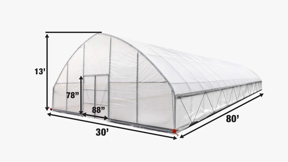 TMG Industrial 30’ x 80’ Tunnel Greenhouse Grow Tent w/6 Mil Clear EVA Plastic