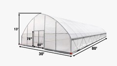 TMG Industrial 30’ x 80’ Tunnel Greenhouse Grow Tent w/6 Mil Clear EVA Plastic