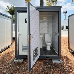 Bastone 2-Stall Portable Restroom w/ Sink for Construction Sites & Outdoor Event