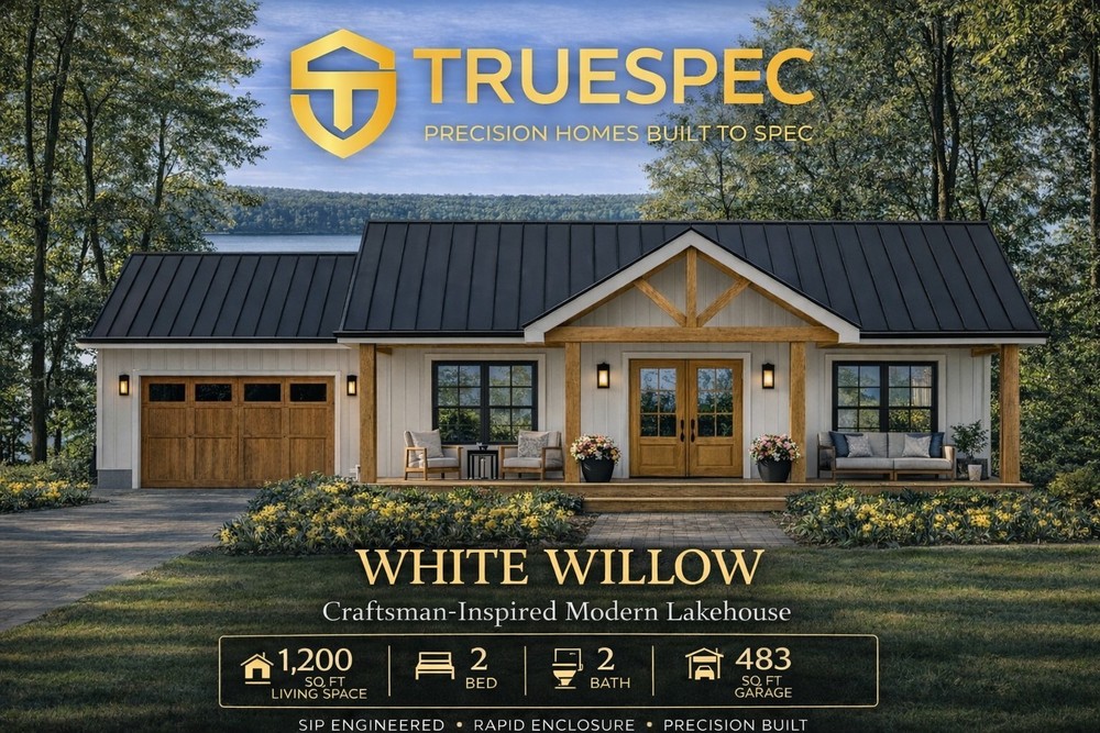 TrueSpec White Willow Prefab Home Kit 1200SF 2Bed 2Bath GARAGE $89,900 Free Ship