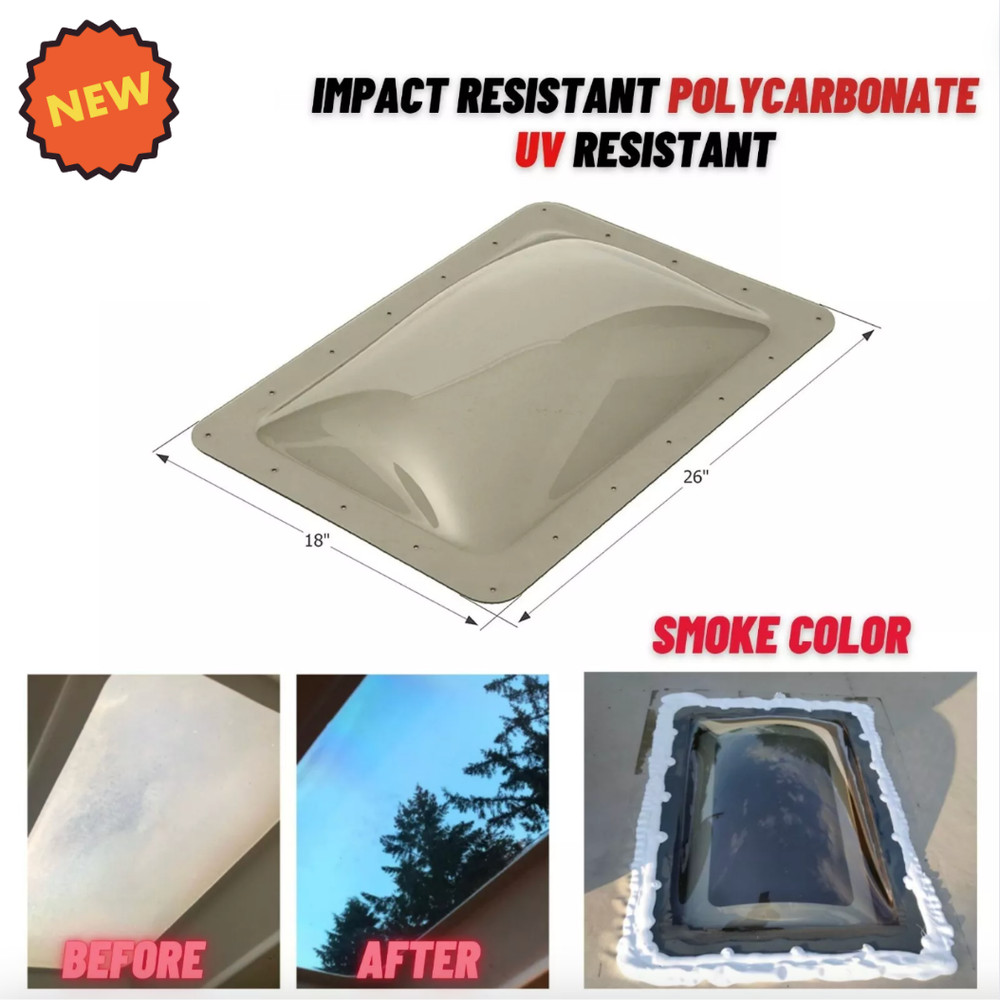RV Skylight Dome Replacement Cover Smoke Clear View Travel Trailer Camper Roof